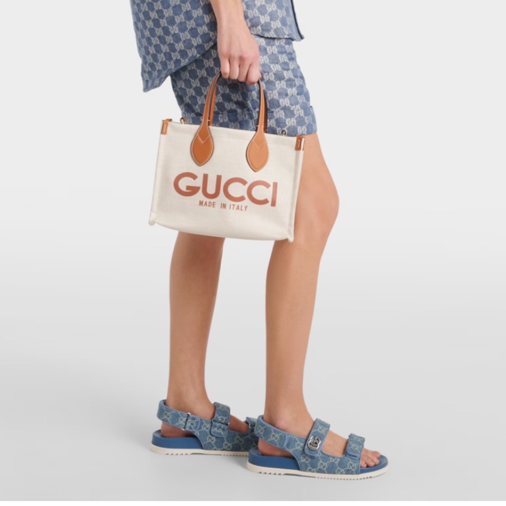 GUCCI GG logo double straps denim sandals - Picture 6 of 7